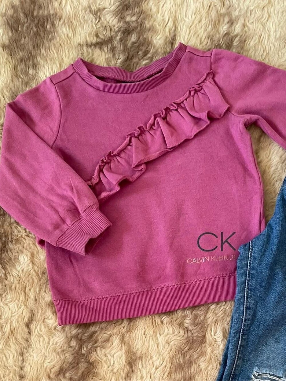 Calvin Klein Pink Ruffle Sweatshirt 3 T